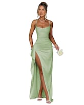 Vestido De Noche Gdjdifk Mermaid Satin Grass Green Para Mujer - Venta Internacional.