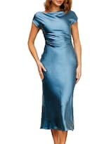 Vestido Gmeitoey De Satén Con Mangas Casquillo En La Espalda De Verano Para Mujer - Venta Internacional.