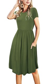 Foto 1 | Foto 1 | Vestido Casual Simier Fariry Modest Business Work Verde Militar - Venta Internacional.
