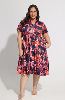 Foto 3 | Foto 3 | Vestido Carcos Talla Grande Azul Rosa Floral Para Mujer 4x 24w 26w - Venta Internacional.