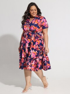 Foto 4 | Foto 4 | Vestido Carcos Talla Grande Azul Rosa Floral Para Mujer 4x 24w 26w - Venta Internacional.