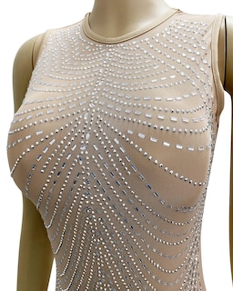 Foto 5 | Foto 5 | Vestido Largo Nagfar Para Mujer Malla Transparente Con Strass Color Beige Xxl - Venta Internacional.
