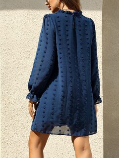 Foto 5 | Foto 5 | Vestido Famition De Manga Larga De Chifón Mini Azul Marino Para Mujer Talla M - Venta Internacional.