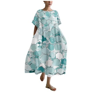 Foto 1 | Foto 1 | Vestido Marsvovo De Lino Azul Para Mujer Corte Holgado De Verano 3xl - Venta Internacional.