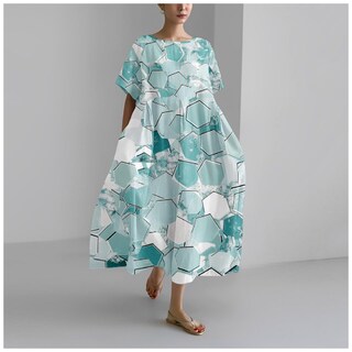 Foto 2 | Foto 2 | Vestido Marsvovo De Lino Azul Para Mujer Corte Holgado De Verano 3xl - Venta Internacional.