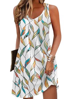 Foto 1 | Foto 1 | Vestido De Verano Zeagoo 2025 Holgado Con Cuello En V Sin Mangas Y Bolsillos - Venta Internacional.