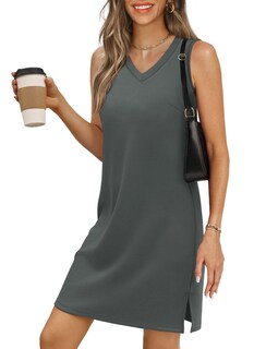 Foto 1 | Foto 1 | Vestido Bkrive Con Cuello En V Casual Playa Verano Mini Para Mujer Gris - Venta Internacional.