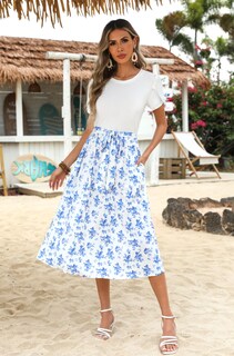 Foto 4 | Foto 4 | Vestido Midi Zeagoo White Summer Beach Con Bolsillos Para Mujer - Venta Internacional.