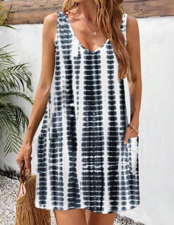Foto 3 | Foto 3 | Vestido Zeagoo Blanco Y Negro Para Mujer Verano 2025 Con Bolsillos - Venta Internacional.