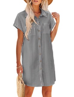 Foto 1 | Foto 1 | Vestido Zeagoo Shift Dress De Lino 100% Algodón Con Cuello En V Y Manga Corta - Venta Internacional.