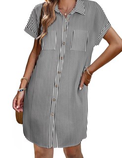 Foto 2 | Foto 2 | Vestido Zeagoo Shift Dress De Lino 100% Algodón Con Cuello En V Y Manga Corta - Venta Internacional.