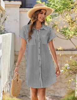 Foto 3 | Foto 3 | Vestido Zeagoo Shift Dress De Lino 100% Algodón Con Cuello En V Y Manga Corta - Venta Internacional.