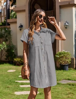 Foto 4 | Foto 4 | Vestido Zeagoo Shift Dress De Lino 100% Algodón Con Cuello En V Y Manga Corta - Venta Internacional.