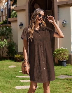 Foto 5 | Foto 5 | Vestido De Sol Zeagoo Minivestido Con Cuello En V De Manga Corta Para Mujer - Venta Internacional.