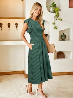 Foto 5 | Foto 5 | Vestido De Verano Midi A Rayas De Dress Simplee Para Mujer - Venta Internacional.