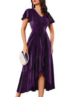 Foto 1 | Foto 1 | Vestido Berylove Con Lentejuelas Formal Fiesta Manga Ondulada Morado Xl - Venta Internacional.