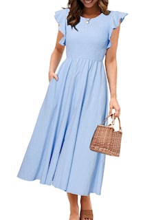 Foto 1 | Foto 1 | Vestido De Verano Midi A Rayas Simple Para Mujer Azul - Venta Internacional.
