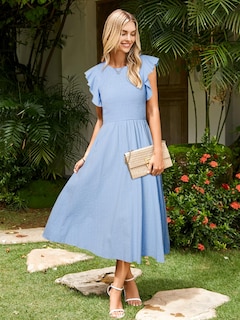 Foto 2 | Foto 2 | Vestido De Verano Midi A Rayas Simple Para Mujer Azul - Venta Internacional.