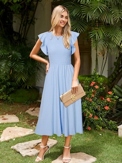 Foto 3 | Foto 3 | Vestido De Verano Midi A Rayas Simple Para Mujer Azul - Venta Internacional.