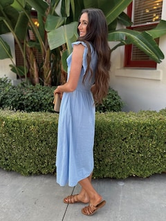 Foto 6 | Foto 6 | Vestido De Verano Midi A Rayas Simple Para Mujer Azul - Venta Internacional.