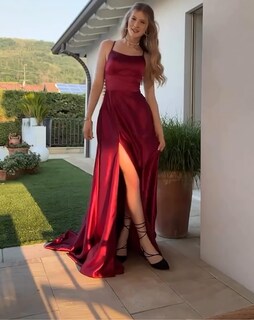 Foto 5 | Foto 5 | Vestido De Fiesta Misshow De Satén Con Abertura Para Mujer 2025 Dustyblue M - Venta Internacional.