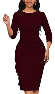 Foto 2 | Foto 2 | Vestido Yajedo Bodycon Con Volantes Y Mangas 3/4 Para Mujer - Venta Internacional.