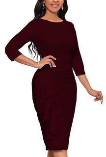 Foto 5 | Foto 5 | Vestido Yajedo Bodycon Con Volantes Y Mangas 3/4 Para Mujer - Venta Internacional.