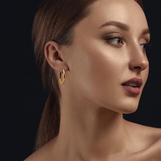Foto 3 | Foto 3 | Pendientes Tipo Argolla De Oro Usesmtle De 14 Quilates Para Mujer 20 Mm De Diámetro - Venta Internacional.