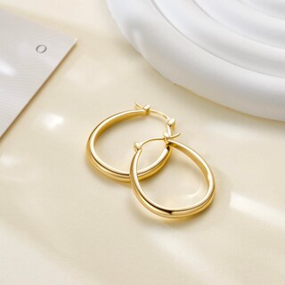 Foto 4 | Foto 4 | Pendientes Tipo Argolla De Oro Usesmtle De 14 Quilates Para Mujer 20 Mm De Diámetro - Venta Internacional.