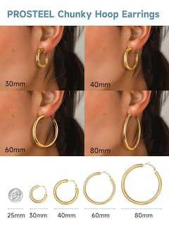 Foto 4 | Foto 4 | Pendientes Tipo Argolla Prosteel De Acero Inoxidable Bañados En Oro De 18 Quilates - Venta Internacional.