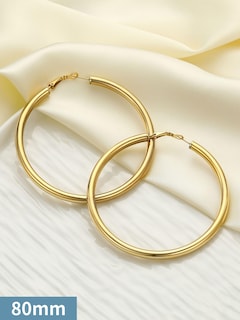 Foto 6 | Foto 6 | Pendientes Tipo Argolla Prosteel De Acero Inoxidable Bañados En Oro De 18 Quilates - Venta Internacional.