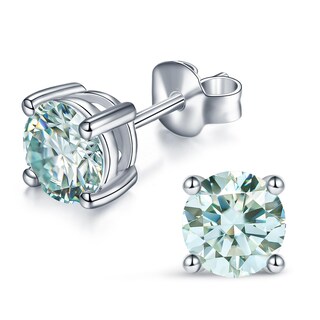 Foto 1 | Foto 1 | Pendientes De Tuerca Yodewa Moissanite De Plata 925 Def Color Azul De 2 Quilates - Venta Internacional.