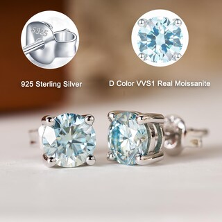 Foto 2 | Foto 2 | Pendientes De Tuerca Yodewa Moissanite De Plata 925 Def Color Azul De 2 Quilates - Venta Internacional.