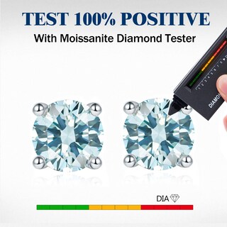Foto 5 | Foto 5 | Pendientes De Tuerca Yodewa Moissanite De Plata 925 Def Color Azul De 2 Quilates - Venta Internacional.