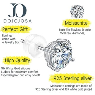 Foto 2 | Foto 2 | Pendientes De Tuerca Dojojosa Moissanite De Plata 925 De 1 Quilate D-vvs1 - Venta Internacional.