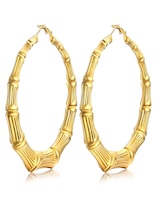 Pendientes Keystyle Para Mujer  Aros De Bambú Dorados Y Acero Inoxidable - Venta Internacional.