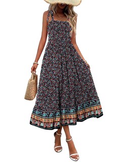 Foto 1 | Foto 1 | Vestido De Verano Zeagoo Para Mujer Estilo Bohemio Con Tirantes Finos Maxi Floral - Venta Internacional.