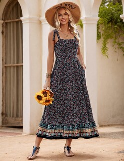 Foto 3 | Foto 3 | Vestido De Verano Zeagoo Para Mujer Estilo Bohemio Con Tirantes Finos Maxi Floral - Venta Internacional.