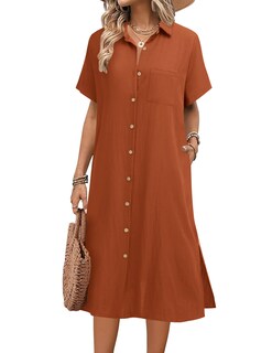 Foto 1 | Foto 1 | Vestido Camisero Hotouch Casual Holgado Con Botones Y Bolsillos - Venta Internacional.