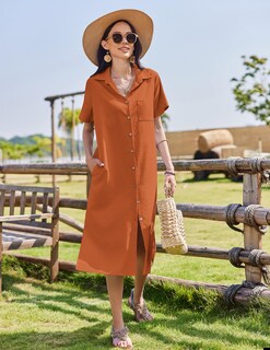 Foto 2 | Foto 2 | Vestido Camisero Hotouch Casual Holgado Con Botones Y Bolsillos - Venta Internacional.