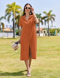 Foto 4 | Foto 4 | Vestido Camisero Hotouch Casual Holgado Con Botones Y Bolsillos - Venta Internacional.