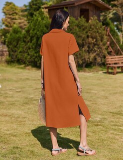 Foto 5 | Foto 5 | Vestido Camisero Hotouch Casual Holgado Con Botones Y Bolsillos - Venta Internacional.