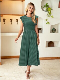 Foto 4 | Foto 4 | Vestido De Verano Midi A Rayas De Dress Simplee Para Mujer - Venta Internacional.