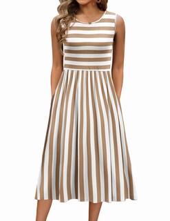 Foto 1 | Foto 1 | Vestido Camisero Zeagoo Con Niveles Midi De Verano Sin Mangas Para Mujer - Venta Internacional.