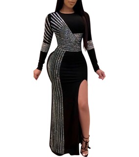 Foto 1 | Foto 1 | Vestido Nagfar Rhinestone Sexy Con Abertura De Manga Larga Para Mujer - Venta Internacional.
