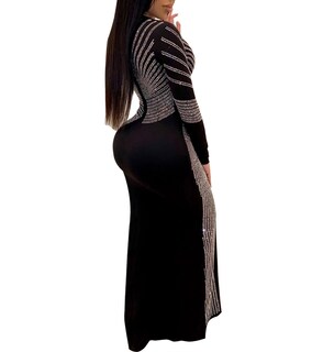 Foto 2 | Foto 2 | Vestido Nagfar Rhinestone Sexy Con Abertura De Manga Larga Para Mujer - Venta Internacional.