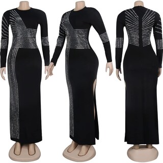 Foto 5 | Foto 5 | Vestido Nagfar Rhinestone Sexy Con Abertura De Manga Larga Para Mujer - Venta Internacional.
