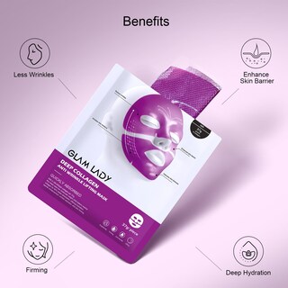 Foto 6 | Foto 6 | Mascarilla Facial Glam Lady Deep Collagen Antiarrugas Y Lifting Color Morado - Venta Internacional.