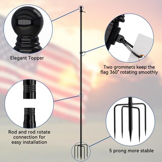 Foto 3 | Foto 3 | Mástil De Bandera Fiason De Acero Inoxidable De 9 Pies  Sin Enredos  Paquete De 2 - Venta Internacional.