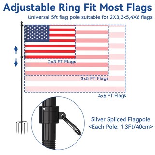 Foto 5 | Foto 5 | Mástil De Bandera Fiason De Acero Inoxidable De 9 Pies  Sin Enredos  Paquete De 2 - Venta Internacional.